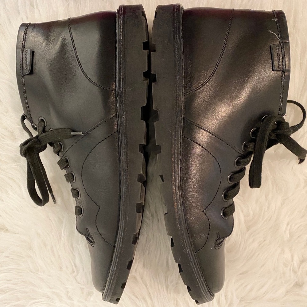 Burberry Black Leather Moto Combat Lace Up Military Boots Sneakers Shoes Sz 40 7 - Picture 10 of 16